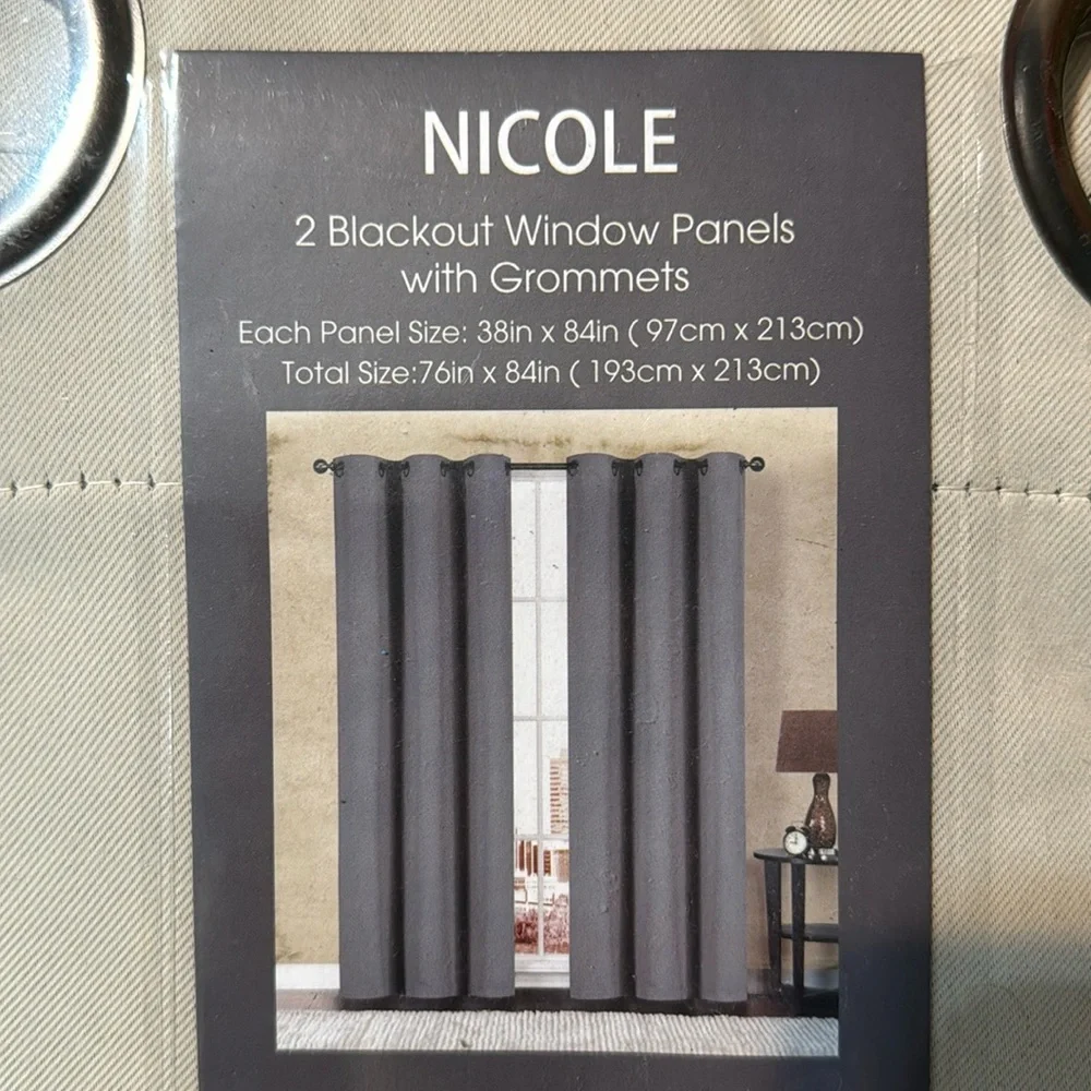 Nicole Ivory 2 blackout window panels with grommets